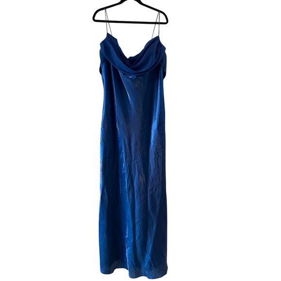 Eureka size 18 Blue Iridescent Cowl Neck Gown Dress Special Occasion Prom MOB - Picture 2 of 12